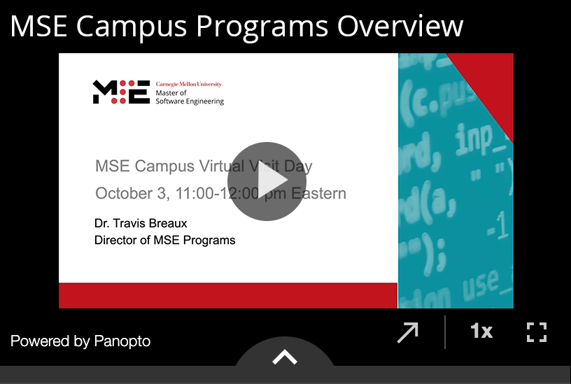 First slide from the MSE campus programs overview held on October 3, 2022. Includes a link to the session recording.