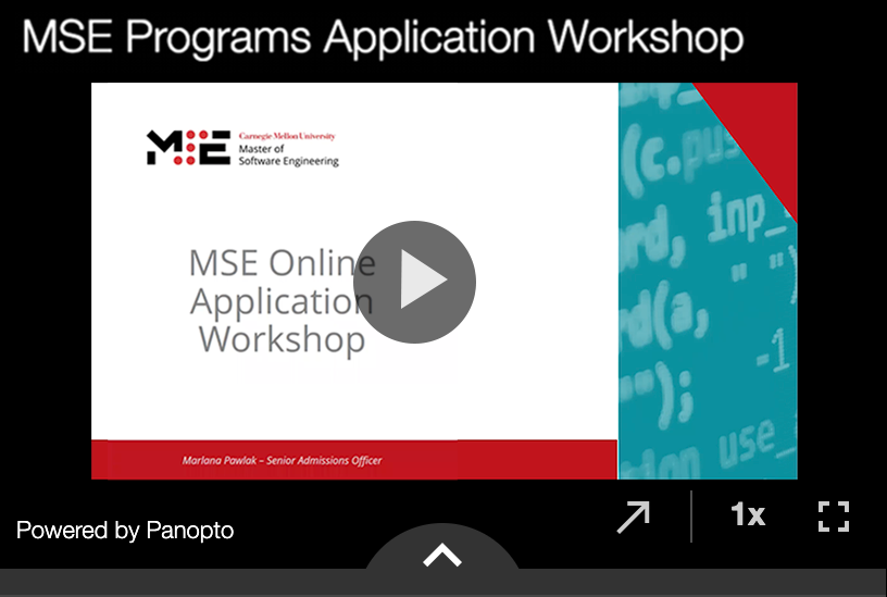 First slide of the MSE Online Program Application Workshop